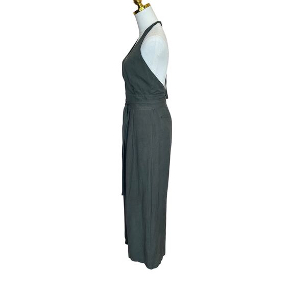 Adam Lippes Olive Green Wide Leg Jumpsuit SIZE 2 Halter Backless Designer $410 - Picture 6 of 11